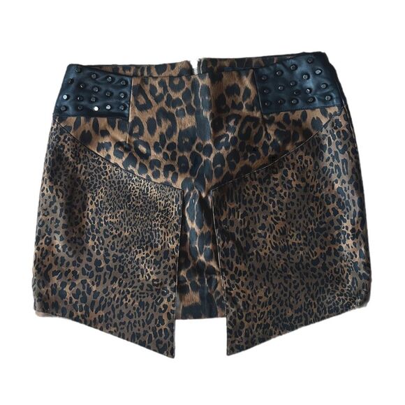 Endless Rose Faux Leather Leopard Print Mini Skirt Size S - Picture 1 of 4